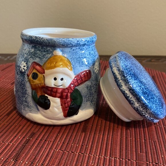 Ceramic Christmas Mini Jar w/Adorable Snowman - Picture 5 of 11